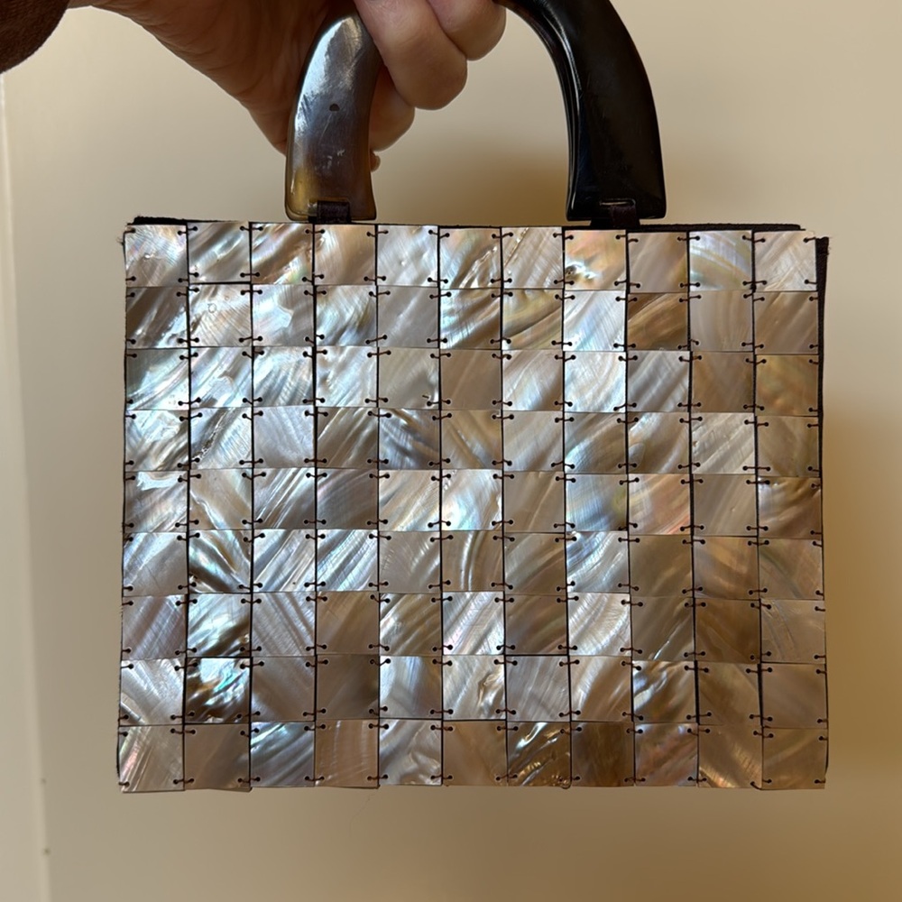 Vintage Mother of Pearl Purse w/ tortoise handles